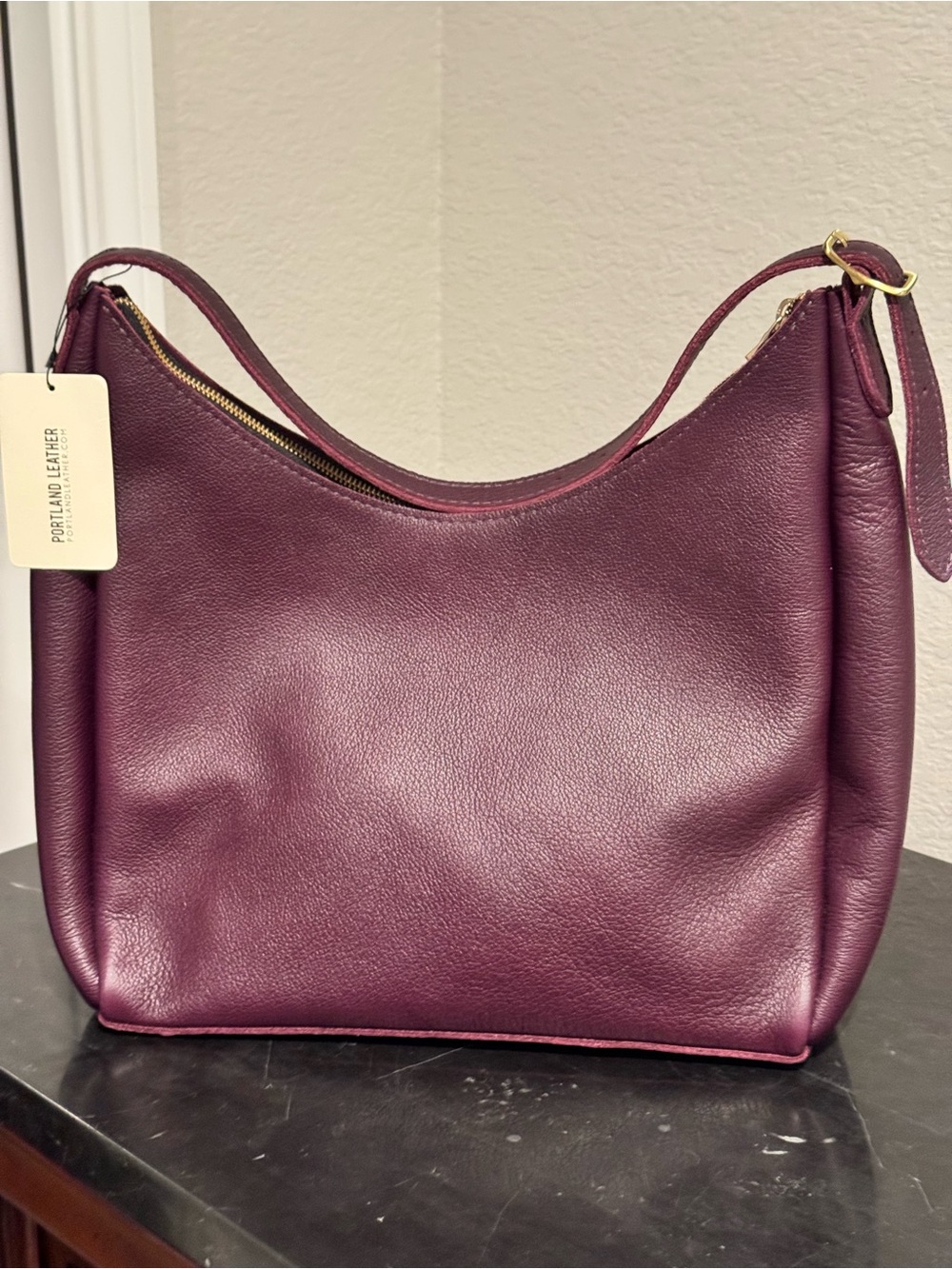 Portland Leather Plum Shoulder Hobo Bag